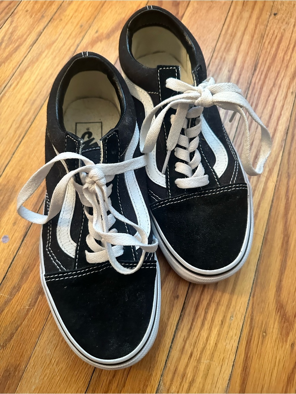 Vans Black and White Old Skool Low-Top Skate Shoes
